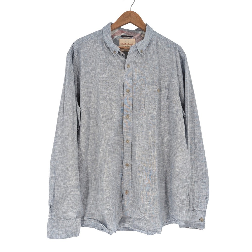 Weatherproof Vintage Button Down Mens XXL Blue Excellent Cotton Slub Workwear